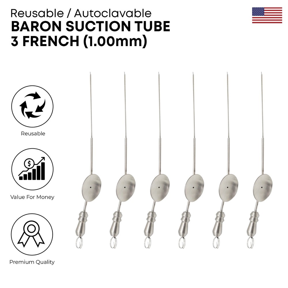 Baron Suction Tube 3 French (1.00mm) Stainless Steel Surgical Instruments