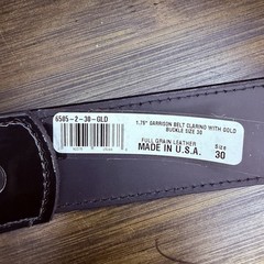 Boston Leather Belt Size 30″ High Gloss Black Garrison Gold Buckle Made in USA