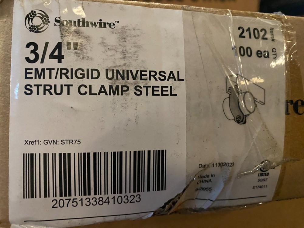 (100 PACK) Southwire Topaz 3/4″ EMT/Rigid Universal Strut Clamps Steel 2102