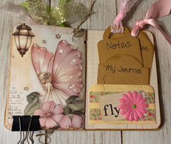 Junk Journal Handmade Booklet Book Vintage “Pink Fairies” Pockets, Ephemera