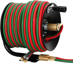 Manual Twin Welding Hose Reel Set, 1/4″ ID 100Ft Oxygen Acetylene Hose (Max 300