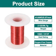 41 AWG Magnet Wire, 41 Gauge 2 oz Enameled Copper Wire, 155C(311F), Red,White