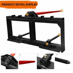Hay Bale Spear Skid Steer Tractor Loader Quick Tach Attachment Moving Hay Bale