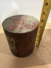 One Piece 4140 Hot Rolled Steel Bar Round Stock Heat Treated 5” OD x ~5 1/2”