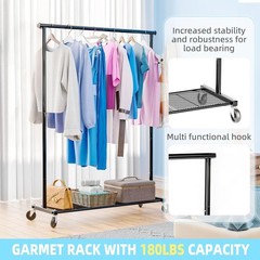 Clothing Clothes Rack on Wheels Heavy Duty Portable Wardrobe Storage