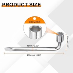 Car Spare Tire Lug Wrench 23mm Carbon Steel l Type Slotted End Hexa Size: 23mm