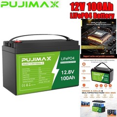 12V 100Ah LiFePO4 Lithium Battery for Solar Home Back Up RV Off-grid BMS 12.8V
