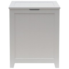 Redmon Contemporary Wooden Clothes Hamper for Bedroom and Laundry Room, White