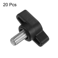 20pcs M6 x 10mm Male Thread Tee Wing Knobs Thumb Screw Clamping Knobs Grip Black