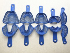 2Pcs/10Pcs Dental Autoclavable Plastic-Steel Impression Trays Blue Denture Model
