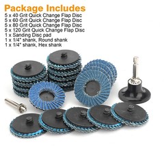 20 x 2″ Roll Lock Flap Sanding Disc 40 60 80 120 Grit Die Grinder Grinding Wheel