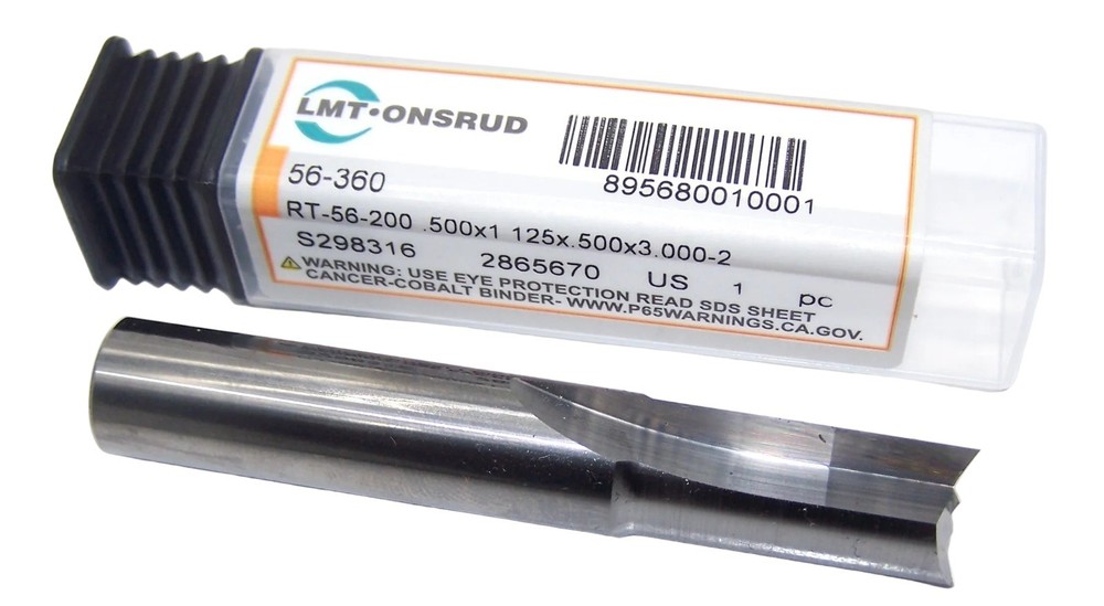 56-360 Onsrud 1/2″ Carbide 2 Flute Straight Flute Up Cut Router .500″ Diameter