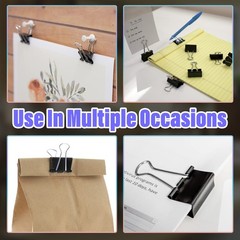 40 Pack Metal Paper Clips, Small, Medium & Large Size 1 Inch/25mm Black Id…