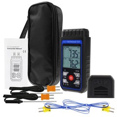 Dual-Channel K/J Thermocouple Thermometer with 4 K-Type Thermocouples -328°F ~ 2
