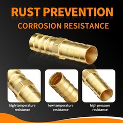 3/8″ Hose Barb Fitting Kit, 3-Pack Brass Straight Connector for Fuel Line, Air,