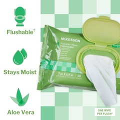 McKesson Flushable* Personal Wipe 6-9/10 X 7 Inch FLF48 1 Pack 48 Wipes