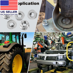 1/4-20 Serrated Flange Hex Nuts, Hexagon Flange Nuts 304 Stainless Steel, 50pcs
