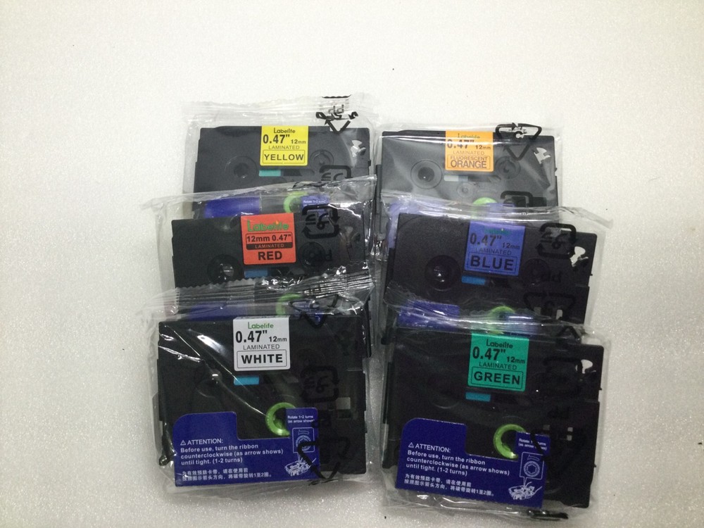 6PK Black-on-Color Compatible Label Tape for Brother TZe-B31-731 12mm 0.47 Inch