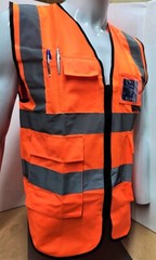 Class II Hi Visibility Reflective Orange Safety Vest with ID POCKET