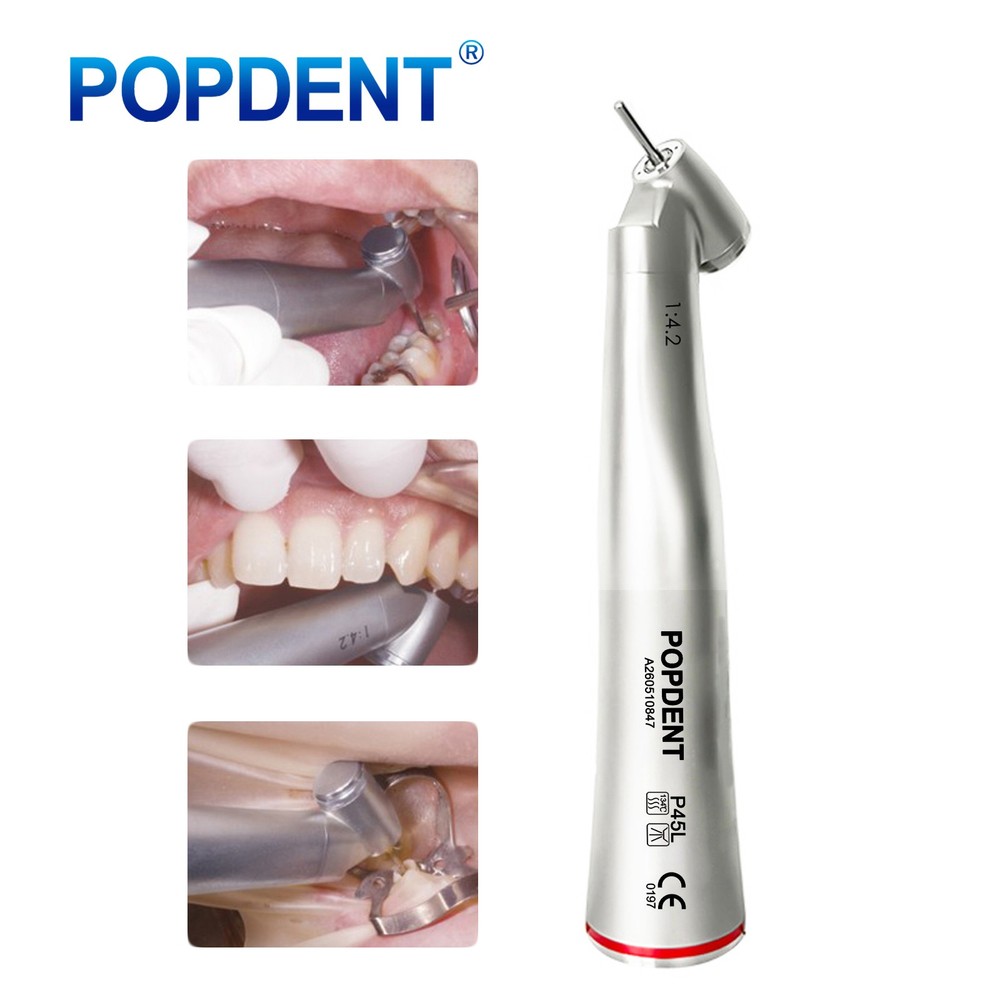 POPDENT Dental 1:4.2 LED 45 Degree Surgical Contra Angle/45°High Speed Handpiece