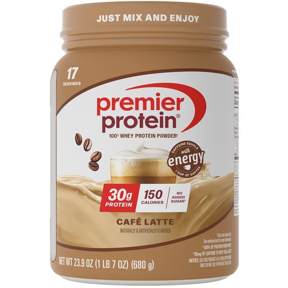 Premier Protein 100% Whey Protein Powder, Café Latte, 30g Protein, 23.9 oz 1.5lb