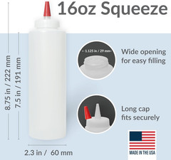 Condiment Squeeze Bottles 16Oz Wide Mouth Empty Squeeze