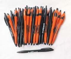30 Misprint Click Pens JAVALINA Hub Pen Lot Halloween Theme Color ORANGE & BLACK