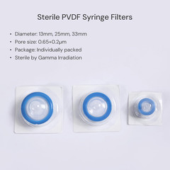 10 Pcs/Pk Sterile Syringe Filter Double-Layer Hydrophilic PVDF Membrane 0.2Μm La
