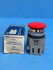 IDEC ABD301N-R, 30mm Momentary Red Mushroom Pushbutton, 1NC Contact