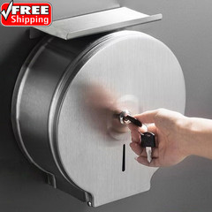 Commercial Jumbo Toilet Paper Dispenser with Shelf, Brushed Stainless Steel Toil