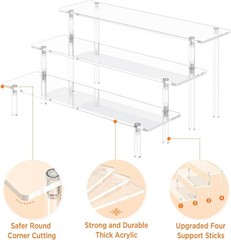 3 Tier Acrylic Display Risers, Large Perfume Organizer 8.5 x 11.8 x 5.9 inches