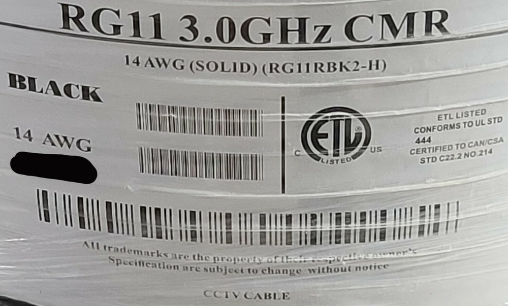 All-Star Cable RG-11/U 14awg BCCS 75Ohm Coaxial CATV Antenna CMR 3GHz /50ft