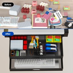 Under Desk Drawer Organizer No Drilling 2 Slide Out Table Black