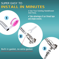 All Metal Handheld Shower Head Holder Brass Pivot Ball Joint Brushed Nickel