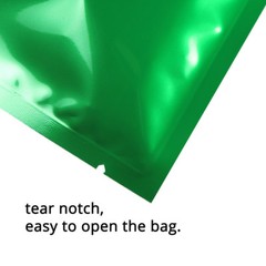 Many Sizes for Glossy Green Flat Foil Mylar Heat-Sealable Open Top Pouch Bag G07