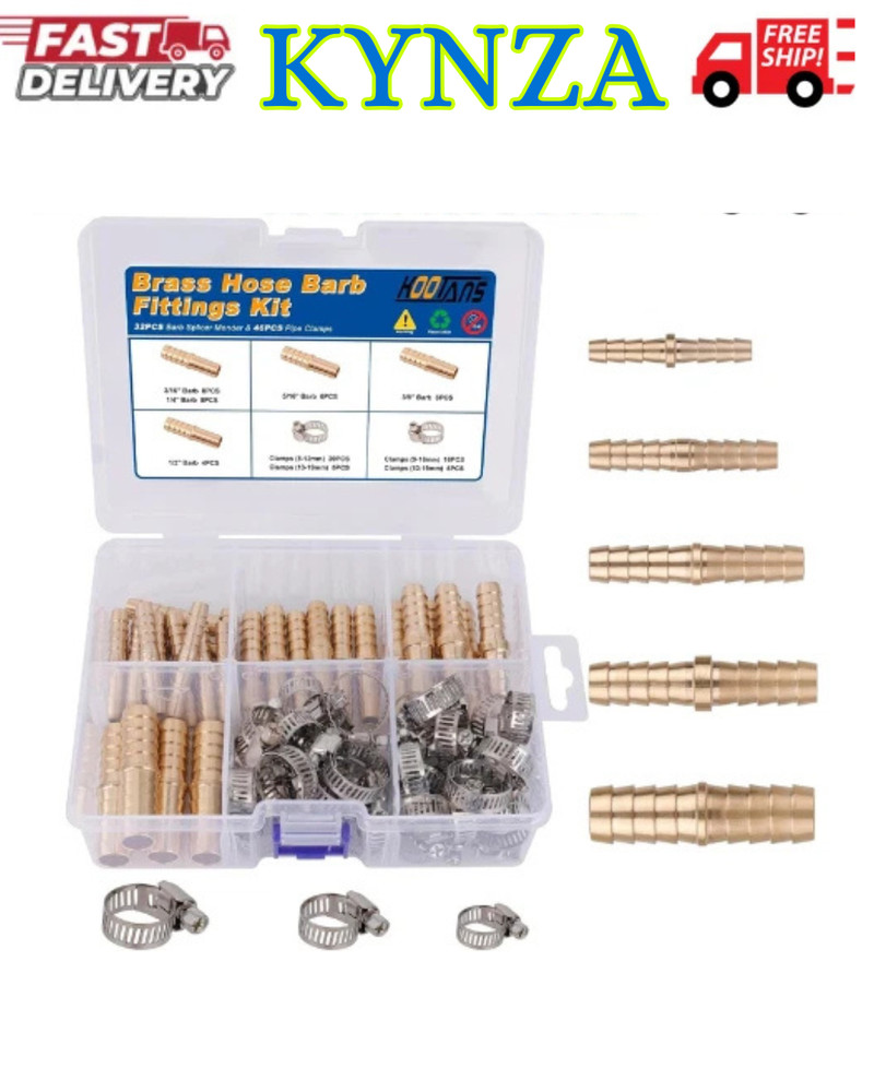 32PCS Brass Hose Barb Fittings Barb Splicer Mender Hose Fittings Kit 3/16″ 1/4″