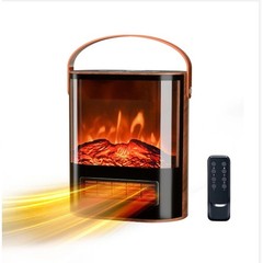 ROVSUN 1500W Electric Fireplace Heater with Remote & Timer, Brown, 120V