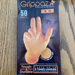 Grippaz Tough&Durable Non Slip Gloves Sz8/ Med Nitrile Disposable 50pcs Fish NEW