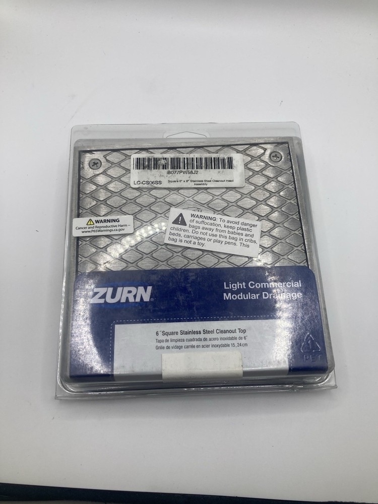 Zurn Elkay LC-CS06SS 6″ Square Stainless Steel Floor Drain Access/Cleanout Metal