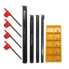 4pcs 7 8 10 12 mm Lathe Turning Tool Holder Boring Bar DCMT070204 Inserts Set