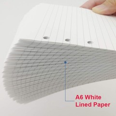 A6 Lined Refill Paper, 100 Sheets/200 Pages Loose Leaf 100 Sheets, White