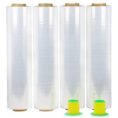 4 Pack Industrial Clear Stretch Wrap Film with Plastic Handle 18″ 1200ft 72Ga…