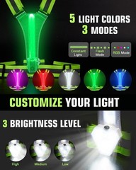 LED Reflective Vest with Light Green Chest 500LM High Visibility Safety Jacket