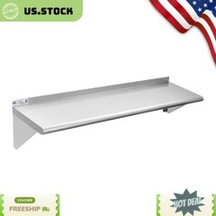 NEW Stainless Steel Wall Shelf 12×48 NSF Commercial Floating Shelf 280lb
