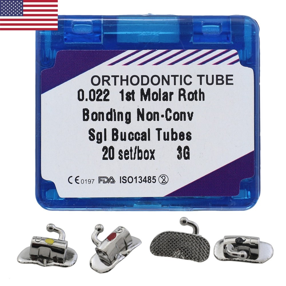 20 Sets Dental Orthodontic Buccal Tubes 1st 2nd Molar Roth MBT 0.022 Bondable 3G