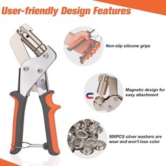 Grommet Tool Kit, 500 pcs Tarp Grommet Eyelet Tool Kit for Fabric with 3/8Inc…
