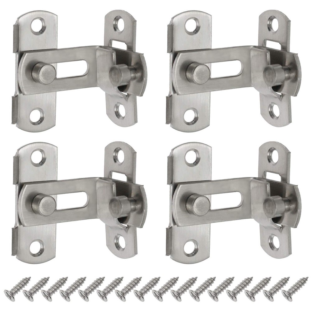 Jiozermi 4 Pcs 90 Degree Right Angle Door Latch with Screws, Sliding Door Loc…