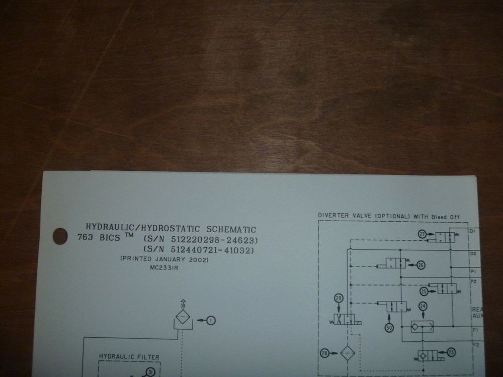 Bobcat 763 BICS Skid Steer Hydraulic Hydrostatic Diagram Manual S/N 512220298