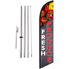 Fresh Produce Feather Banner Swooper Flag Kit with FlagPole and Stake