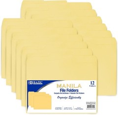 Durable 1/3-Cut Manila File Folders for Easy Document Organization, 12-Count
